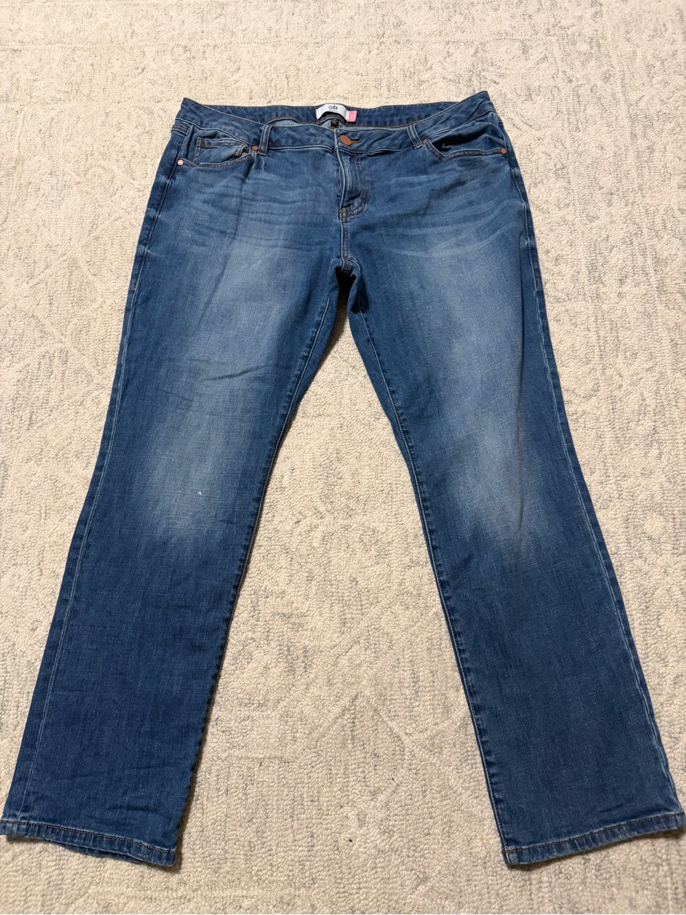 CAbi Slim Boyfriend Denim Straight-Leg Jeans in Medium Blue